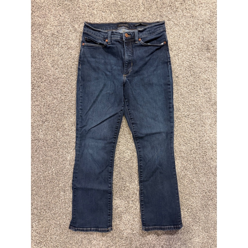 Banana Republic Jeans Women 27 Blue Mid-Rise Crop Flare Premium Denim Stretch - Picture 1 of 10